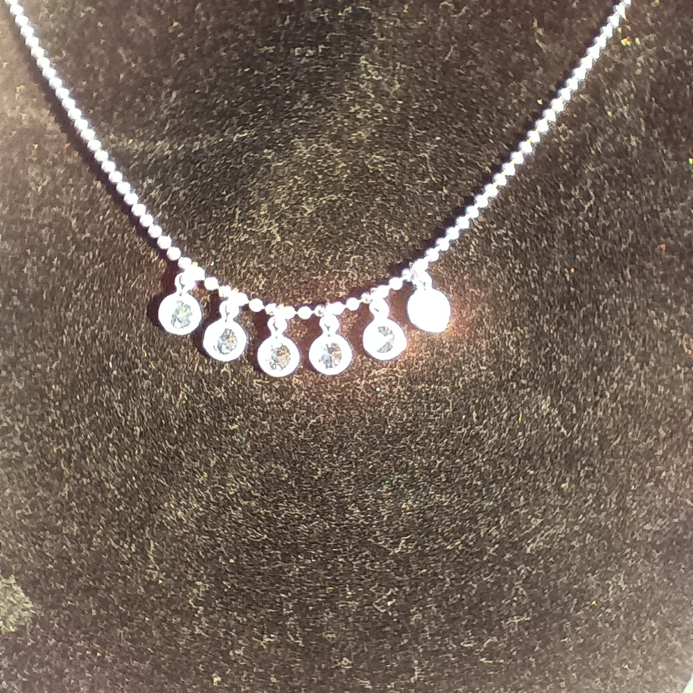 .925 Silver & 6 CZ Italian Necklace - Picture 4 of 9